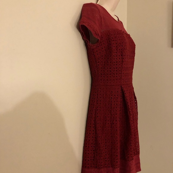 Francesca's Red Lace Fit & Flare Dress Size Small - Picture 3 of 11